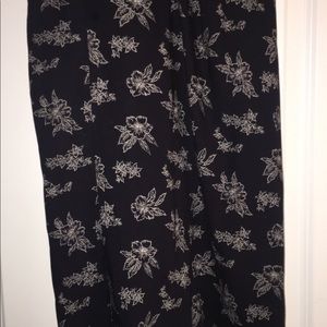 Navy Floral Print Skirt